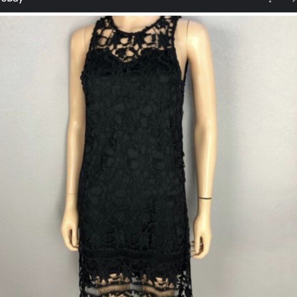 FRANCHESCA Chic Black Lace Midi Dress